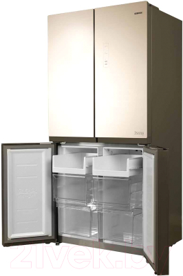 Холодильник с морозильником Centek CT-1756 Beige Glass Total NF 