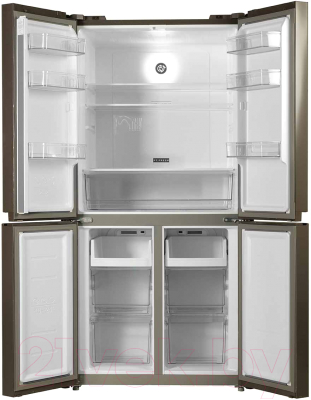Холодильник с морозильником Centek CT-1756 Beige Glass Total NF 