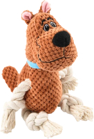 Игрушка для собак Mr. Kranch Собачка с канатиком и пищалкой / MKR000101 (коричневый) - 