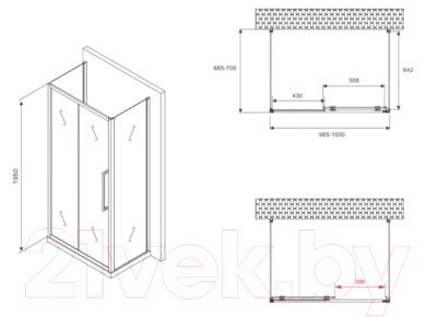 Купить Душевой уголок Abber Schwarzer Diamant AG30100BMH-S70BM-S70BM в Витебске
