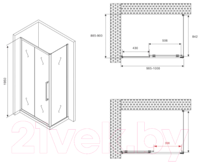 Купить Душевой уголок Abber Schwarzer Diamant AG30100BMH-S90BM в Витебске