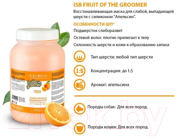 Маска для животных Iv San Bernard Fruit Of The Groomer Orange для слабой выпадающей шерсти