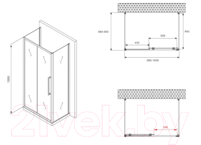 Купить Душевой уголок Abber Schwarzer Diamant AG30100BMH-S90BM-S90BM в Витебске