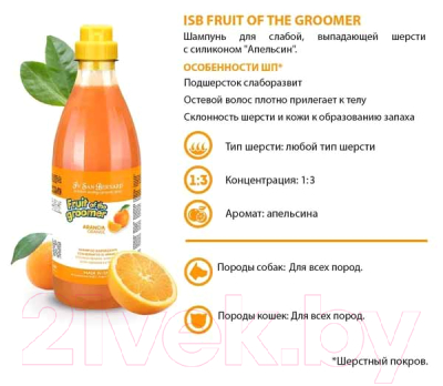 Шампунь для животных Iv San Bernard Fruit Of The Groomer Orange для слабой выпадающей шерсти (1л)