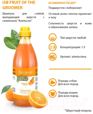 Шампунь для животных Iv San Bernard Fruit Of The Groomer Orange для слабой выпадающей шерсти (100мл)