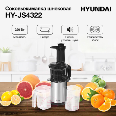 Изображение товара Соковыжималка электрическая Hyundai HY-JS4322 (серебристый/черный)