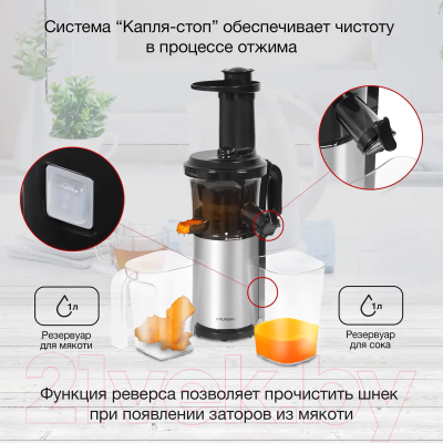 Изображение товара Соковыжималка электрическая Hyundai HY-JS4322 (серебристый/черный)