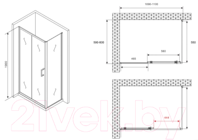 Душевой уголок Abber Schwarzer Diamant AG30110B5-S60B5