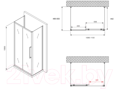 Душевой уголок Abber Schwarzer Diamant AG30110BH-S50B-S50B