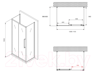 Купить Душевой уголок Abber Schwarzer Diamant AG30110BH-S60B-S60B в Витебске