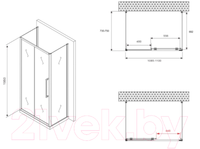 Купить Душевой уголок Abber Schwarzer Diamant AG30110BH-S75B-S75B в Витебске