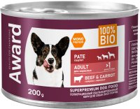 Влажный корм для собак Award Паштет из говядины с морковью / 2540331 (200г) - 