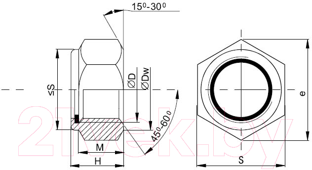 Гайка ЕКТ М12 DIN985 / 5724279