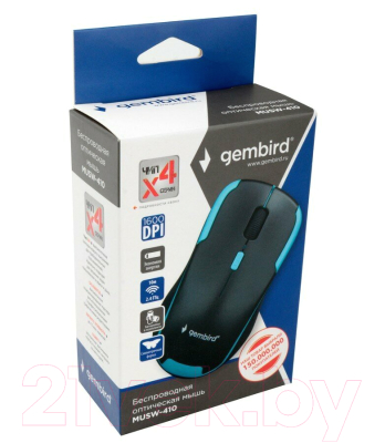 Мышь Gembird MUSW-410 (черный/синий)