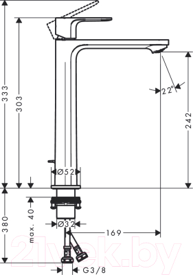 Смеситель Hansgrohe Rebris S 240 72580670 (черный матовый)