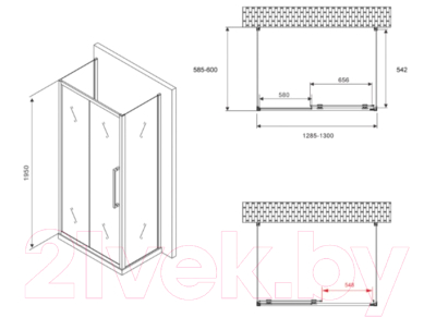 Купить Душевой уголок Abber Schwarzer Diamant AG30130MH-S60M-S60M в Витебске