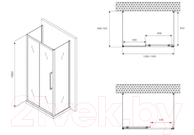 Купить Душевой уголок Abber Schwarzer Diamant AG30130MH-S70M-S70M в Борисове