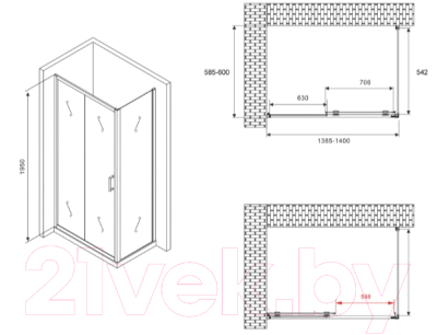 Душевой уголок Abber Schwarzer Diamant AG30140B-S60B