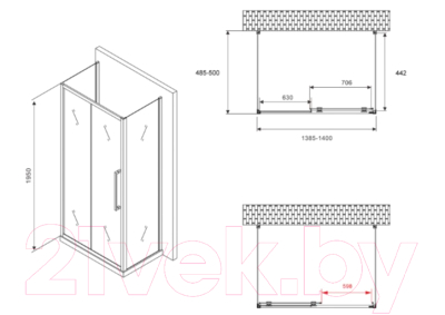 Душевой уголок Abber Schwarzer Diamant AG30140BH-S50B-S50B