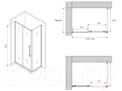 Душевой уголок Abber Schwarzer Diamant AG30140BH-S60B