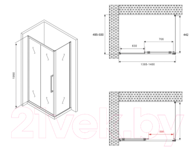 Душевой уголок Abber Schwarzer Diamant AG30140MH-S50M