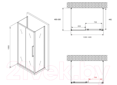 Купить Душевой уголок Abber Schwarzer Diamant AG30140MH-S50M-S50M в Борисове