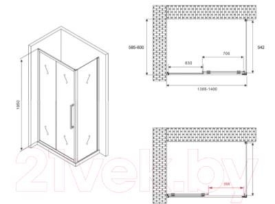 Душевой уголок Abber Schwarzer Diamant AG30140MH-S60M