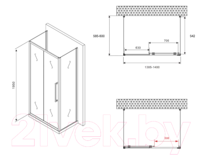 Душевой уголок Abber Schwarzer Diamant AG30140MH-S60M-S60M