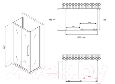 Душевой уголок Abber Schwarzer Diamant AG30150BH-S50B-S50B