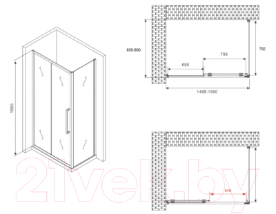 Душевой уголок Abber Schwarzer Diamant AG30150BH-S85B