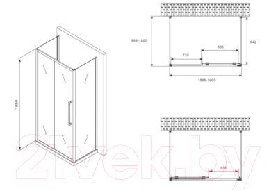 Купить Душевой уголок Abber Schwarzer Diamant AG30160BMH-S100BM-S100BM в Витебске