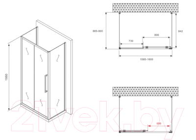 Купить Душевой уголок Abber Schwarzer Diamant AG30160BMH-S90BM-S90BM в Витебске