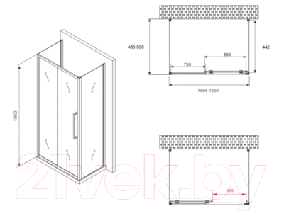 Купить Душевой уголок Abber Schwarzer Diamant AG30160H-S50-S50 в Борисове
