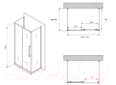 Душевой уголок Abber Schwarzer Diamant AG30170BH-S50B-S50B