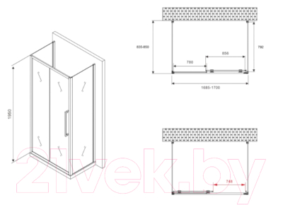 Купить Душевой уголок Abber Schwarzer Diamant AG30170BH-S85B-S85B в Барановичах