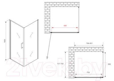 Душевой уголок Abber Sonnenstrand AG04080-S75