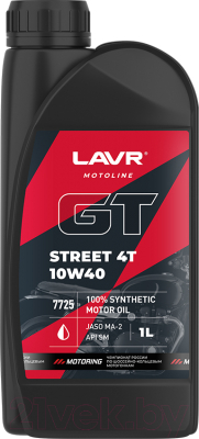 Моторное масло Lavr Moto GT Street 4T 10W40 SM / Ln7725 (1л)