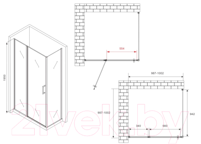 Купить Душевой уголок Abber Sonnenstrand AG04100S-S100 в Гродно
