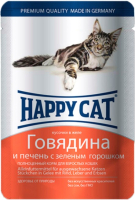 

Корм для кошек Happy Cat, С говядиной, печенью, горохом в желе / 1002311