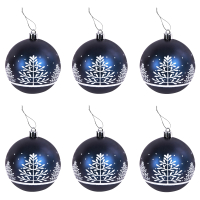 Набор шаров новогодних Золотая сказка Blue Forest / 591991 (6шт, темно-синий/белый) - 
