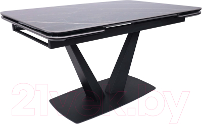 Обеденный стол Аврора Ле-ман 140-204x90 керамика (графит Wacom Pulido/черный матовый)