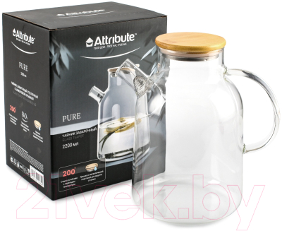 Заварочный чайник Attribute Pure с бамбуковой крышкой / ATT270 (2.2л)