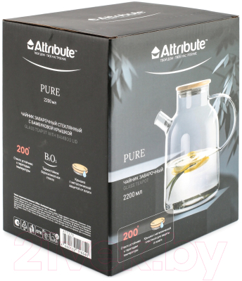 Заварочный чайник Attribute Pure с бамбуковой крышкой / ATT270 (2.2л)