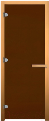 Стеклянная дверь для бани/сауны Везувий 190x70 CR (8мм, стекло бронза матовая, ольха)