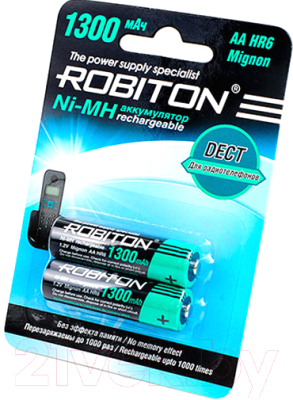 Комплект аккумуляторов Robiton R6 AA Ni-MH 1300mAh DECT (2шт)