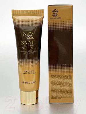 Эссенция для лица 3W Clinic Snail All-In-One Essence Whitening Anti-Wrinkle (60мл)