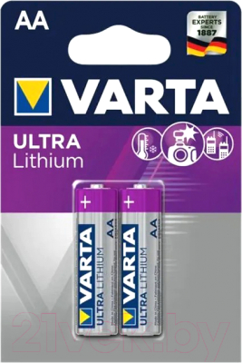 Комплект батареек Varta Energy LR6 AA Lithium/Ultra / 6106 301 402 (2шт)