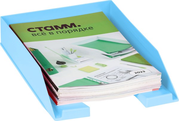 Лоток для бумаг Стамм Фаворит / ЛТГ-31283 (голубой)