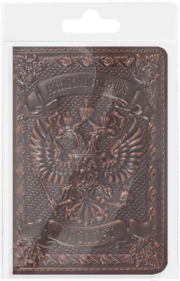 Обложка на паспорт Кожевенная Мануфактура Герб / Obl_54970 (коричневый)