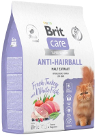 Сухой корм для кошек Brit Care Cat Anti-Hairball с белой рыбой и индейкой / 5066278 (7кг) - 